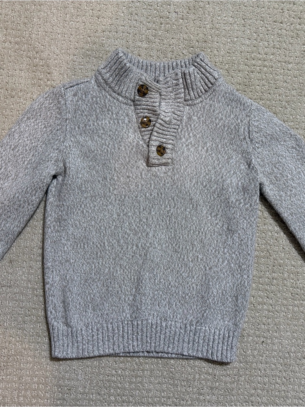 Carter’s Boys 4T Gray Knit Pullover Sweater Button Mock Neck Toddler